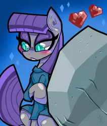 Size: 642x756 | Tagged: safe, artist:kaliptro, derpibooru import, maud pie, tom, earth pony, pony, maud pie (episode), blushing, cargo ship, clothes, female, heart, mare, rockcon, shipping, tomaud