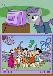 Size: 423x600 | Tagged: derpibooru import, exploitable meme, fred flintstone, maud pie, maud pie (episode), meme, obligatory pony, pebbles, safe, the flintstones, tv meme