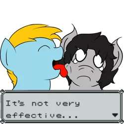 Size: 1200x1200 | Tagged: safe, artist:midnightmeowth, derpibooru import, oc, oc:arty, unofficial characters only, duke pony, its not very effective, licking, pokémon, tongue out