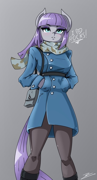 Size: 1228x2278 | Tagged: safe, artist:europamaxima, derpibooru import, maud pie, anthro, earth pony, maud pie (episode), ambiguous facial structure, clothes, dish towel, female, solo