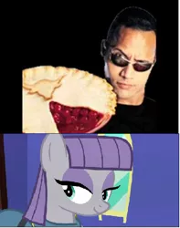 Size: 484x615 | Tagged: derpibooru import, dwayne johnson, food, maud pie, maud pie (episode), maudwayne, meme, pie, pun, rock pun, safe, the rock, wwe, wwf