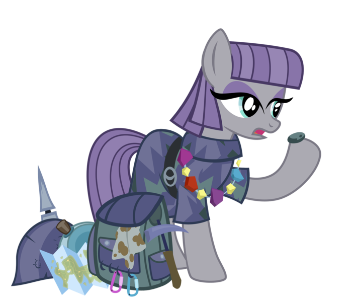 Size: 1200x1023 | Tagged: artist:pixelkitties, boulder (pet), derpibooru import, helmet, maud pie, maud pie (episode), pickelhaube, rock candy, rock candy necklace, safe, simple background, solo, transparent background