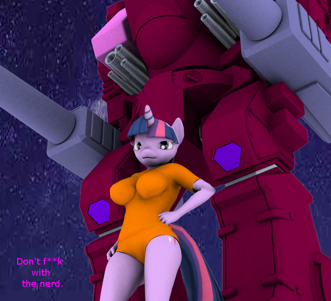 Size: 656x596 | Tagged: 3d, anthro, artist:sparkyfox, breasts, busty twilight sparkle, cg, derpibooru import, female, macross, mecha, nerd, solo, suggestive, tomahawk (macross), twilight sparkle