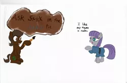 Size: 2576x1704 | Tagged: artist:frikdikulous, ask, askstickinthemaudpie, colored, derpibooru import, maud pie, maud pie (episode), oc, painting, safe, simple background, sketch, tumblr