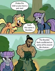 Size: 1311x1675 | Tagged: applejack, artist:thetitan99, avatar the last airbender, comic, crossover, derpibooru import, maud pie, maud pie (episode), pun, safe, the boulder