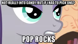 Size: 500x281 | Tagged: caption, derpibooru import, image macro, maud pie, maud pie (episode), meme, pop rocks, rock pun, safe, solo, text