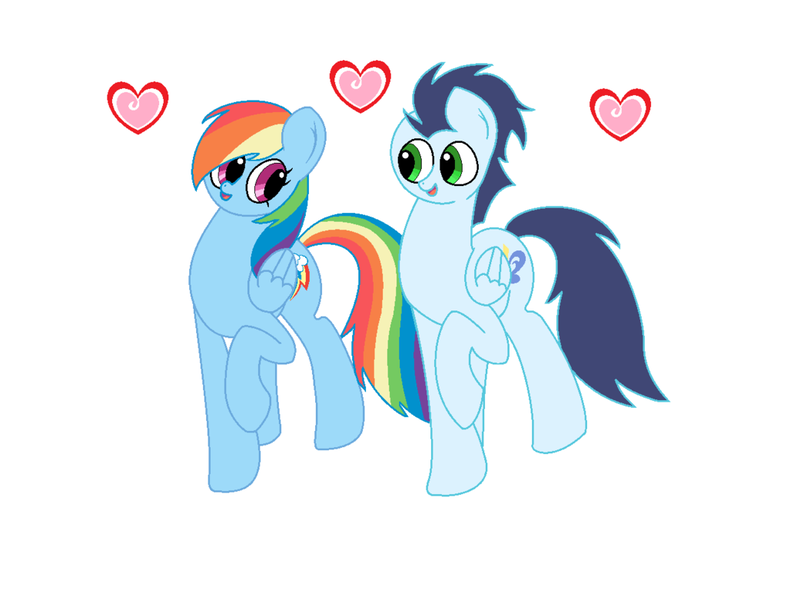 Size: 1024x781 | Tagged: safe, artist:mattmankoga, derpibooru import, rainbow dash, soarin', female, male, shipping, soarindash, straight