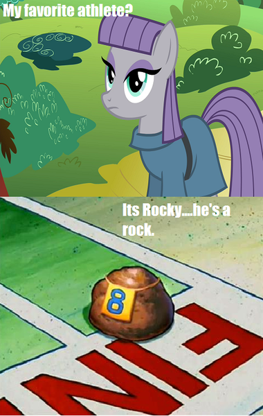 Size: 479x757 | Tagged: derpibooru import, exploitable meme, maud pie, maud pie (episode), meme, rock, rocky, safe, spongebob squarepants, the great snail race