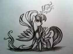 Size: 1024x765 | Tagged: safe, artist:otto720, derpibooru import, twilight sparkle, twilight sparkle (alicorn), alicorn, pony, female, mare, monochrome, solo