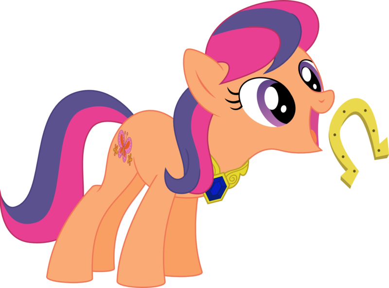 Size: 1432x1062 | Tagged: safe, artist:kaylathehedgehog, derpibooru import, scootaloo, scootaloo (g3), earth pony, pony, element of friendship, element of generosity, element of honesty, element of kindness, element of laughter, element of loyalty, element of magic, elements of harmony, g3, g3 to g4, g4, generation leap, horseshoes, jewelry, necklace, scootaloo will show us games to play, solo