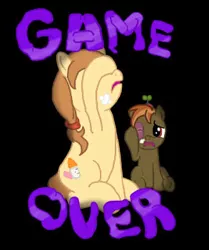 Size: 293x350 | Tagged: artist:php21, bandaid, black eye, buttongate, button mash, button's adventures, derpibooru import, donkey kong, donkey kong country, drama, game over, oc, oc:cream heart, safe, video game