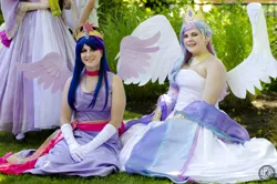 Size: 4928x3264 | Tagged: alicorn, artist:chochomaru, clothes, cosplay, costume, derpibooru import, human, irl, irl human, photo, princess celestia, safe, twilight sparkle, twilight sparkle (alicorn)