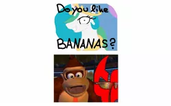 Size: 1280x800 | Tagged: banana, derpibooru import, donkey kong, donkey kong country, do you like bananas?, food, princess celestia, safe