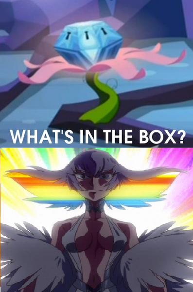 Size: 404x611 | Tagged: breasts, derpibooru import, exploitable meme, kill la kill, meme, mystery box of plot importance, princess twilight sparkle (episode), ragyo kiryuin, season 4, suggestive, this will end in death, this will end in tears, this will end in tears and/or death, what's in the box?