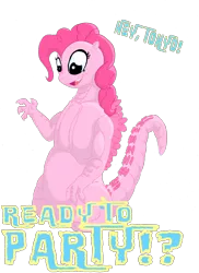 Size: 5100x7019 | Tagged: absurd resolution, artist:jacobdobson, crossover, derpibooru import, dialogue, godzilla, godzilla (series), gojira, kaiju, kaijufied, pinkie pie, safe, solo, species swap