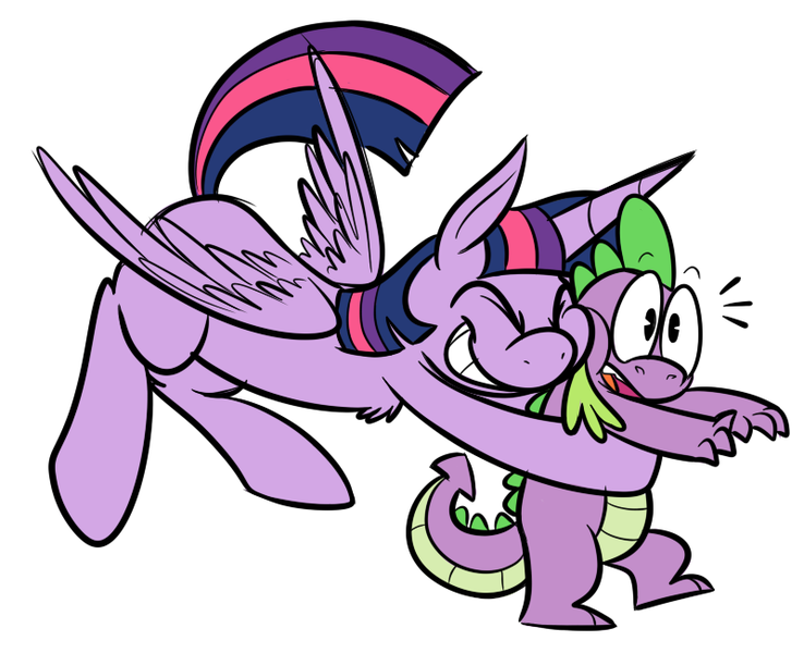 Size: 800x650 | Tagged: dead source, safe, artist:karpet-shark, derpibooru import, spike, twilight sparkle, twilight sparkle (alicorn), alicorn, pony, twily-daily, female, hug, mare, spikelove, tumblr