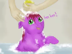 Size: 1024x768 | Tagged: artist:waggytail, bath, derpibooru import, fluffy pony, fluffy pony doesn't drown, hugbox, safe, solo, splashing