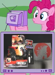 Size: 565x772 | Tagged: bandai, derpibooru import, exploitable meme, godzilla, godzilla 2014, godzilla (series), kaiju, meme, merchandise, obligatory pony, pinkie pie, safe, snickers, survival kit, tv meme