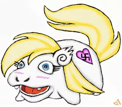 Size: 2272x2000 | Tagged: artist:chickun, blonde, blushing, derpibooru import, ear fluff, female, flockmod, nazi, oc, oc:aryanne, pokémon, safe, slow, slowpoke, slowpoke (pokémon), solo, swastika, unofficial characters only, wat