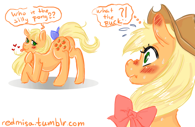 Size: 768x500 | Tagged: suggestive, artist:redmisa, derpibooru import, applejack, applejack (g1), earth pony, pony, my little pony 'n friends, 30 minute art challenge, ahegao, apple, applebutt, applejack's hat, bedroom eyes, blushing, blushing profusely, bow, butt, cowboy hat, cutie mark, dialogue, face down ass up, featureless crotch, female, females only, floppy ears, food, g1, g1 to g4, generation leap, generational ponidox, hair bow, hat, heart, lesbian, looking at you, looking back, looking back at you, open mouth, plot, presenting, raised tail, scrunchy face, self ponidox, selfcest, shipping, silly, silly pony, simple background, smiling, spread butt, spread legs, spreading, tail, tail aside, tail bow, tongue out, what the buck, white background, who's a silly pony, wide eyes, wtf, wtf face