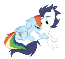 Size: 1097x994 | Tagged: safe, artist:xxxsketchbookxxx, derpibooru import, rainbow dash, soarin', female, male, shipping, soarindash, straight, trace