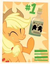 Size: 1200x1553 | Tagged: #1, applejack, applejack approved, artist:pixelkitties, derpibooru import, endorsement, eyes closed, flim flam miracle curative tonic, leap of faith, poster, safe, solo