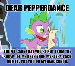 Size: 624x548 | Tagged: suggestive, derpibooru import, edit, edited screencap, screencap, spike, dragon, friendship is magic, caption, exploitable meme, letter, male, meme, quill, solo, spike's love letters, tongue out