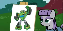 Size: 1117x563 | Tagged: boulder, derpibooru import, exploitable meme, maud pie, maud's painting, meme, safe, transformers, transformers rescue bots