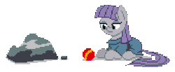 Size: 672x276 | Tagged: safe, artist:mrponiator, derpibooru import, boulder (pet), maud pie, pinkie pie, earth pony, pony, animated, ball, cute, diapinkes, duo, female, how, mare, maudabetes, pixel art, playing, prone, rock, simple background, smiling, sweet dreams fuel, transparent background, when she smiles