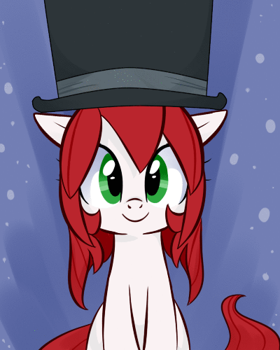 Size: 400x500 | Tagged: safe, artist:jessy, derpibooru import, oc, oc:palette swap, unofficial characters only, earth pony, pony, tumblr:ask palette swap, :<, animated, cute, floppy ears, frown, hat, looking at you, smiling, solo, top hat