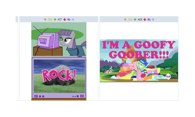 Size: 623x374 | Tagged: derpibooru, derpibooru import, exploitable meme, goofy goober, juxtaposition, juxtaposition win, maud pie, maud pie (episode), meme, meta, pinkie pie, rock, safe, spongebob squarepants, the spongebob squarepants movie