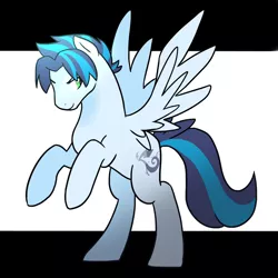 Size: 1024x1024 | Tagged: artist:kianamai, derpibooru import, kilalaverse, next generation, oc, oc:icy storm, offspring, parent:rainbow dash, parent:soarin', parents:soarindash, rearing, safe, smiling, solo, spread wings, unofficial characters only, wings