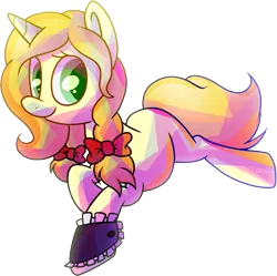 Size: 883x878 | Tagged: safe, artist:zoiby, derpibooru import, oc, oc:vive, unofficial characters only, pony, unicorn, bow, cuffs (clothes), hair bow, prone, simple background, solo, transparent background