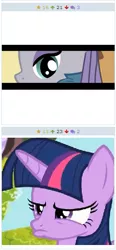 Size: 257x552 | Tagged: alicorn, derpibooru, derpibooru import, exploitable meme, juxtaposition, juxtaposition win, maud pie, maud pie (episode), meme, meta, safe, testing testing 1-2-3, twilight sparkle, twilight sparkle (alicorn)