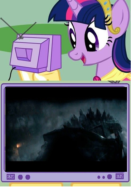 Size: 423x605 | Tagged: safe, derpibooru import, twilight sparkle, twilight sparkle (alicorn), alicorn, kaiju, pony, exploitable meme, female, fight, godzilla, godzilla (series), godzilla 2014, mare, meme, muto, obligatory pony, tv meme