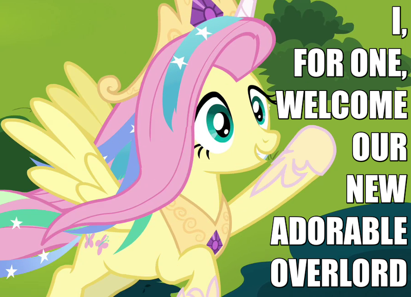 Size: 900x650 | Tagged: safe, derpibooru import, edit, edited screencap, screencap, fluttershy, pegasus, pony, testing testing 1-2-3, caption, celestia costume, celestia's crown, clothes, cosplay, costume, cropped, crown, cute, fake horn, female, flying, image macro, jewelry, mare, peytral, regalia, ribbon, shyabetes, shylestia, smiling, solo, text, the simpsons