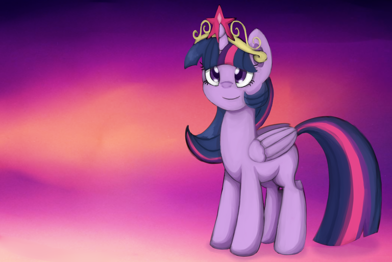 Size: 1300x871 | Tagged: safe, artist:silky-cotton, derpibooru import, twilight sparkle, twilight sparkle (alicorn), alicorn, pony, crown, jewelry, regalia, solo