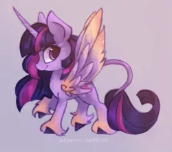 Size: 1063x945 | Tagged: safe, artist:askpopcorn, derpibooru import, twilight sparkle, twilight sparkle (alicorn), alicorn, classical unicorn, pony, unicorn, cloven hooves, female, leonine tail, mare, solo, unshorn fetlocks