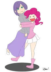 Size: 1009x1412 | Tagged: :|, ><, artist:kprovido, derpibooru import, eyes closed, human, humanized, maud pie, pinkie pie, safe, xd