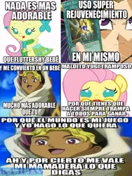 Size: 720x960 | Tagged: baby, comic, derpibooru import, female, filly, fluttershy, meme, safe, spanish, translated in the description, vulgar, wtf, yugi muto, yu-gi-oh!