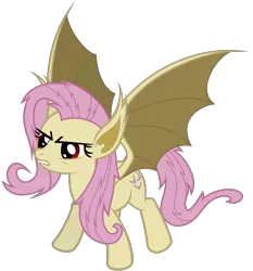 Size: 5600x6000 | Tagged: safe, artist:magister39, derpibooru import, fluttershy, bat pony, pony, vampire, bats!, absurd resolution, angry, bat ponified, flutterbat, race swap, simple background, solo, transparent background, vector