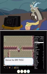 Size: 432x684 | Tagged: derpibooru import, discord, dome fossil, exploitable meme, meme, obligatory pony, omg, pokémon, safe, tv meme, twitch plays pokémon