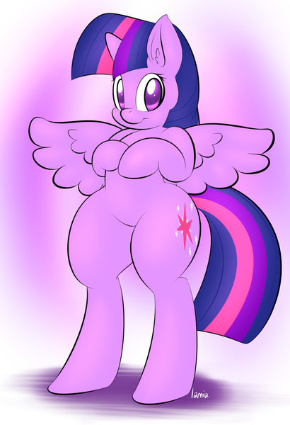 Size: 991x1450 | Tagged: safe, artist:lamia, derpibooru import, twilight sparkle, twilight sparkle (alicorn), alicorn, pony, bipedal, female, mare, solo, upright