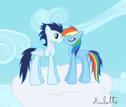 Size: 1024x869 | Tagged: safe, artist:rulette, derpibooru import, rainbow dash, soarin', female, male, shipping, soarindash, straight