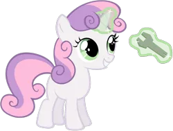 Size: 1200x905 | Tagged: artist:blasthedgehog1, derpibooru import, magic, safe, simple background, solo, sweetie belle, sweetie belle's magic brings a great big smile, transparent background, vector, wrench