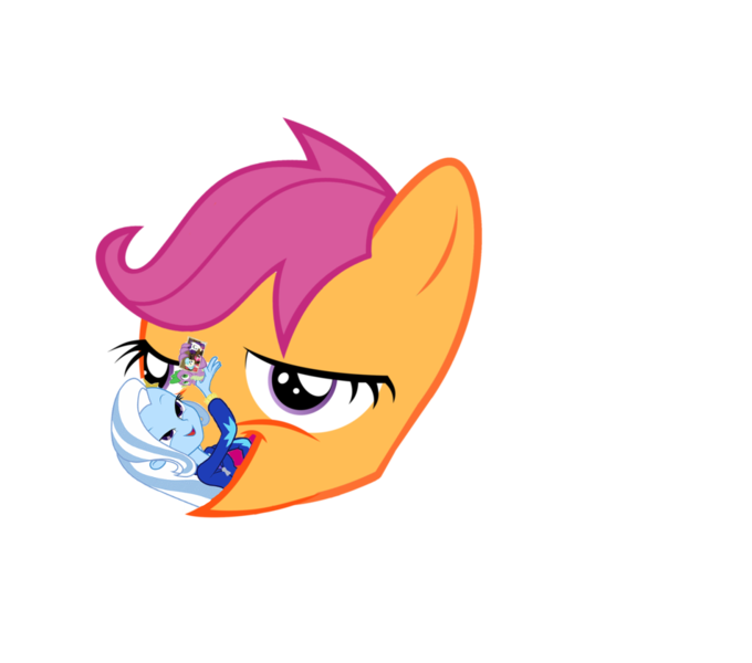Size: 951x839 | Tagged: safe, derpibooru import, coco pommel, pinkie pie, rarity, scootaloo, spike, trixie, equestria girls, abandoned meme that never ends, chickun, coco's gift, exploitable meme, faic, fetish, forced meme, look what pinkie found, look what trixie found, meme, spike card meme, the meme that never ends, vore
