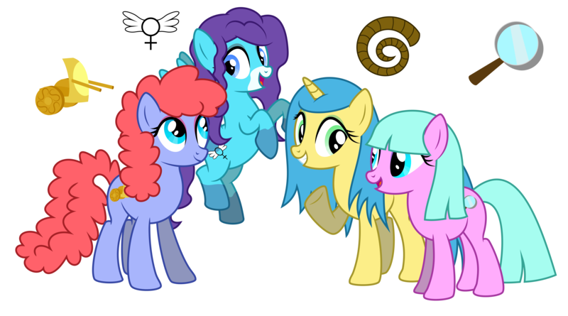 Size: 8000x4449 | Tagged: safe, artist:masem, derpibooru import, oc, ponified, unofficial characters only, pony, .svg available, absurd resolution, bob's burgers, chariot, head-horn, minnie, peggy-sis, simple background, the equestranauts, transparent background, vector