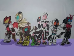 Size: 640x480 | Tagged: safe, artist:fergarcia220, derpibooru import, ponified, diamond dog, dragon, gryphon, pony, zebra, crossover, dragonified, eiji hino, friendship is showtime!, gentaro kisaragi, griffonized, haruto souma, kamen rider, kamen rider beast, kamen rider fourze, kamen rider kabuto, kamen rider kiva, kamen rider ooo, kamen rider wizard, kosuke nito, souji tendo, species swap, wataru kurenai, zebrafied