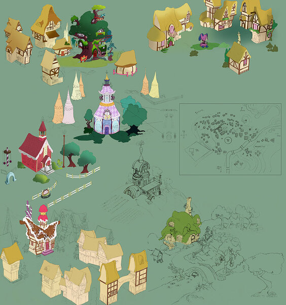 Size: 867x922 | Tagged: artist:cosmicunicorn, background, building, carousel boutique, derpibooru import, fluttershy's cottage, golden oaks library, map, mlp online, ponyville, ponyville schoolhouse, safe, school, sugarcube corner, vector, wip