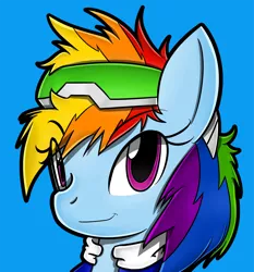 Size: 1500x1611 | Tagged: safe, artist:flam3zero, derpibooru import, rainbow dash, bust, clothes, cosplay, costume, glasses, image, jacket, png, portrait, smiling, solo, sonic adventure 2, sonic the hedgehog, sonic the hedgehog (series), style emulation, yuji uekawa style